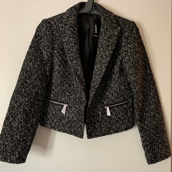 NWT Express Wool Herringbone Zip Pocket Jacket - Picture 3 of 8
